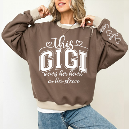 This Gigi Were Her Heart On Her Sleeve, Personalized Grandma and Grandkids Name