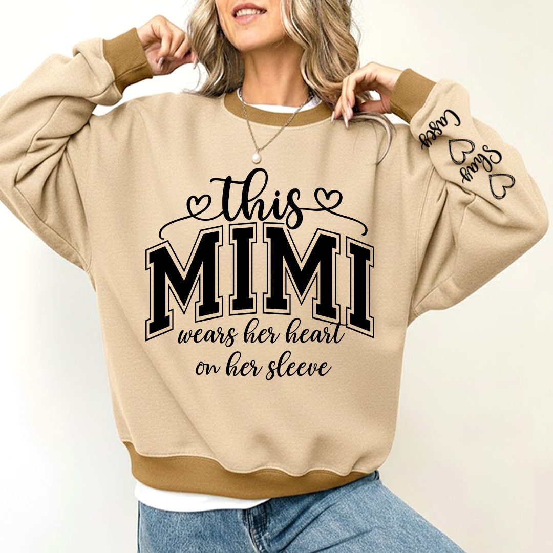 This Gigi Were Her Heart On Her Sleeve, Personalized Grandma and Grandkids Name