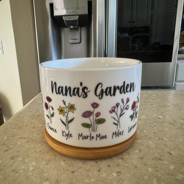 Personalized Grandma's Garden Plant Pot, Custom Grandma And Grandkids TH Plant Pot