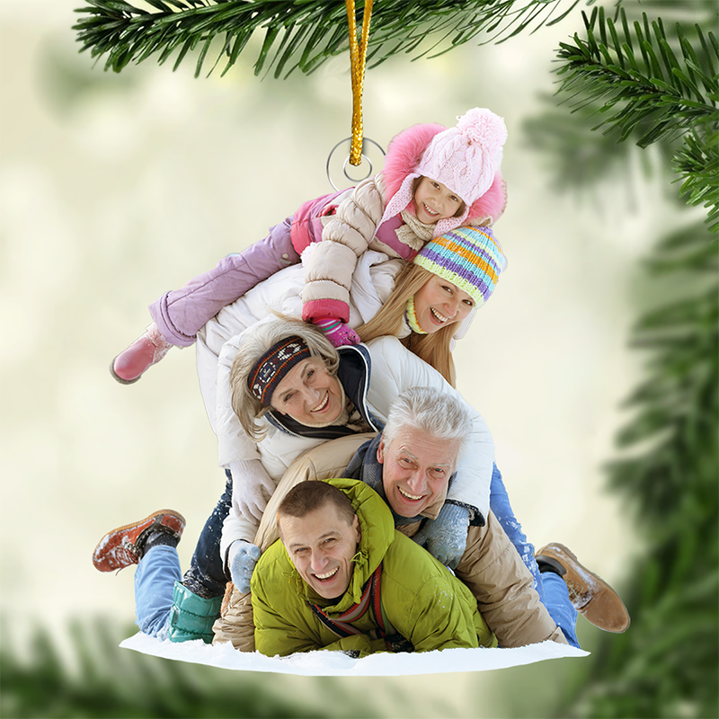Personalized Family Ornament 2025, Custom Photo Acrylic Decoration, “There’s No Place Like Home For The Holidays” Christmas Gift For Family Members & Loved Ones