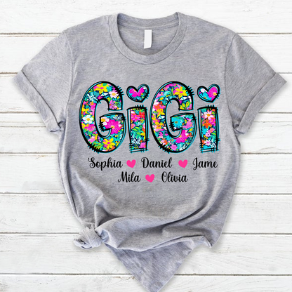 Tiny Flower Gigi Custom Gigi And Grandkids T-Shirt
