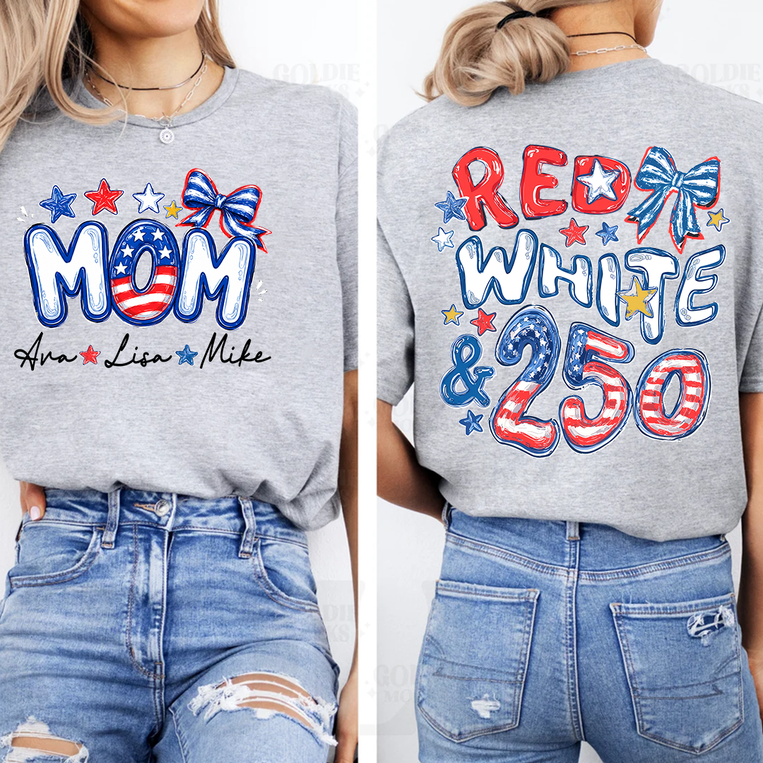 Personalize Mom And Kid Names, Celebrate 250 Years of Freedom Shirt