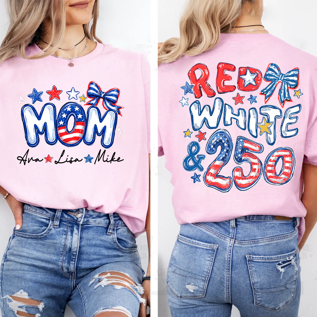 Personalize Mom And Kid Names, Celebrate 250 Years of Freedom Shirt