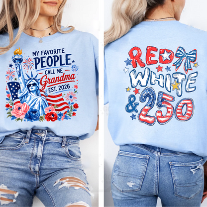 Personalize My Favorite People Call Me Grandma, Celebrate 250 Years of Freedom Shirt