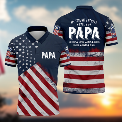 USA 250th Anniversary Polo Shirt, My Favorite People Call me Papa Custom Name