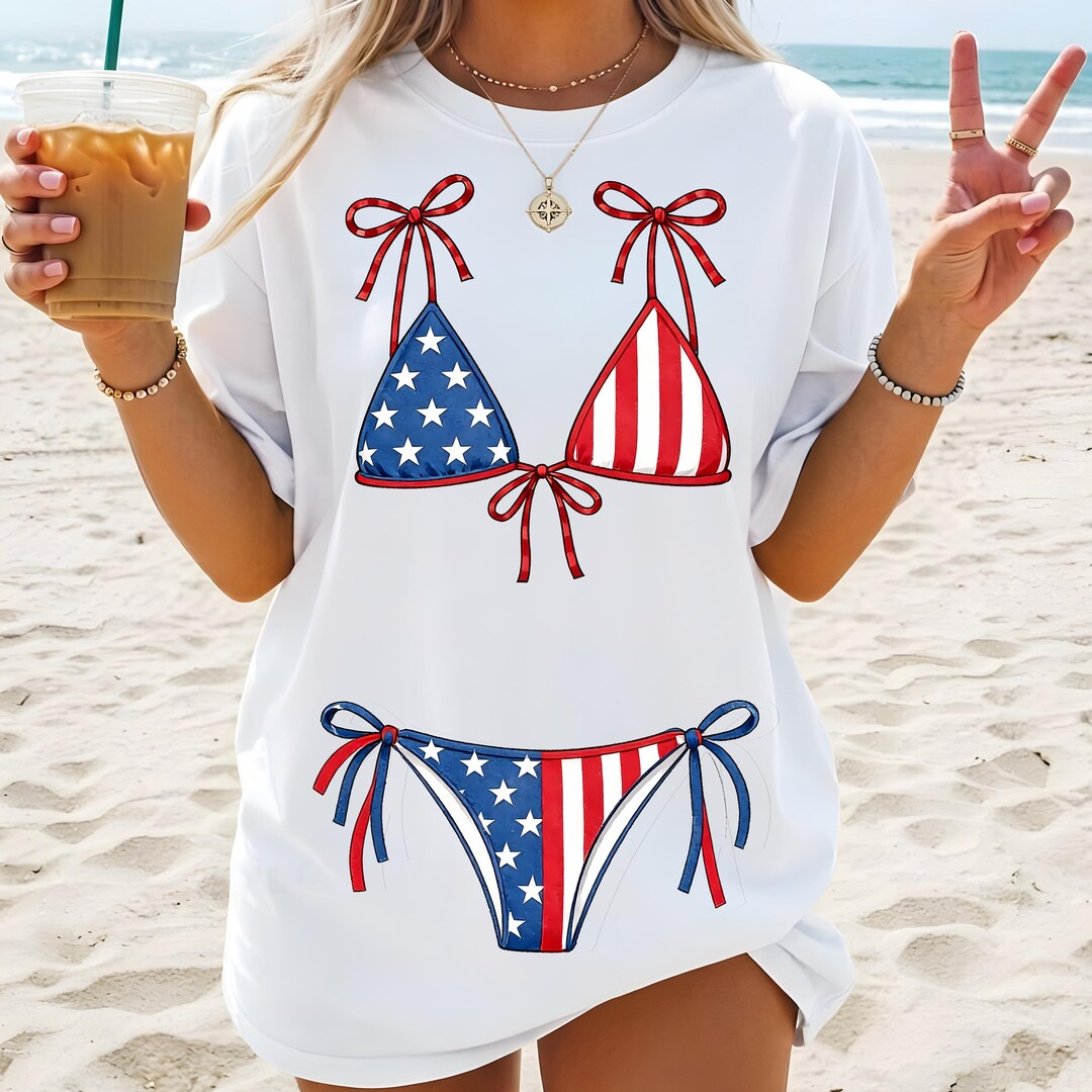 Red White Blue Swimsuit, USA Summer Beach Shirt, 4th of July Apparel