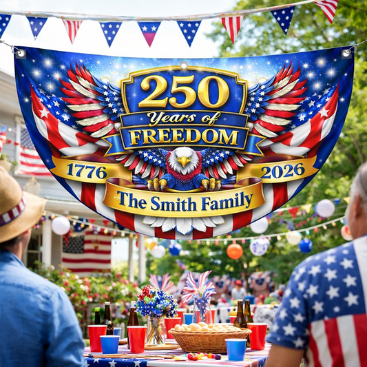United States 1776-2026 250th Anniversary Fan Flag Custom Family Name