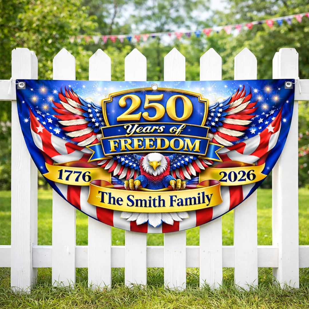 United States 1776-2026 250th Anniversary Fan Flag Custom Family Name