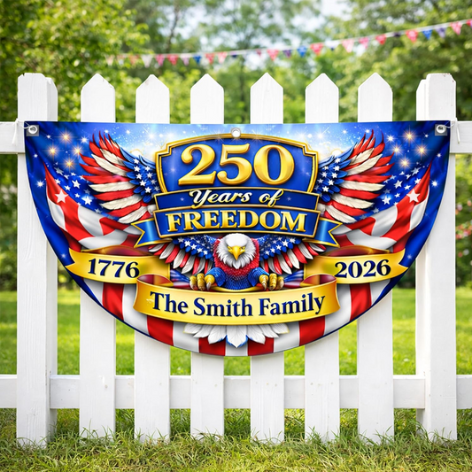 United States 1776-2026 250th Anniversary Fan Flag Custom Family Name