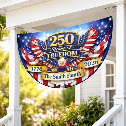 United States 1776-2026 250th Anniversary Fan Flag Custom Family Name