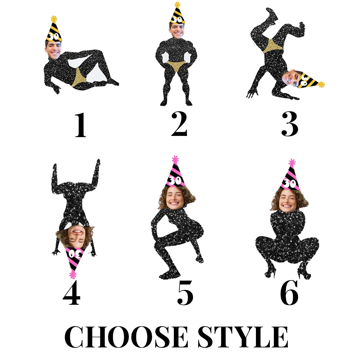 Funny Birthday Party Decorations, Birthday Twerk Face Cupcakes, Custom Birthday Photo Face Toppers, Personalized Birthday Toppers, Any Age