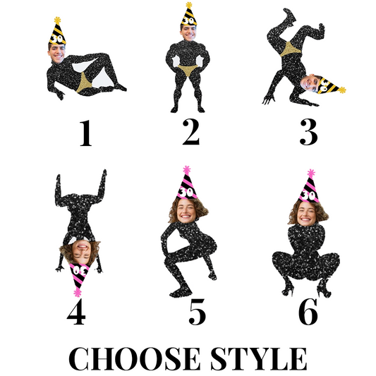 Funny Birthday Party Decorations, Birthday Twerk Face Cupcakes, Custom Birthday Photo Face Toppers, Personalized Birthday Toppers, Any Age