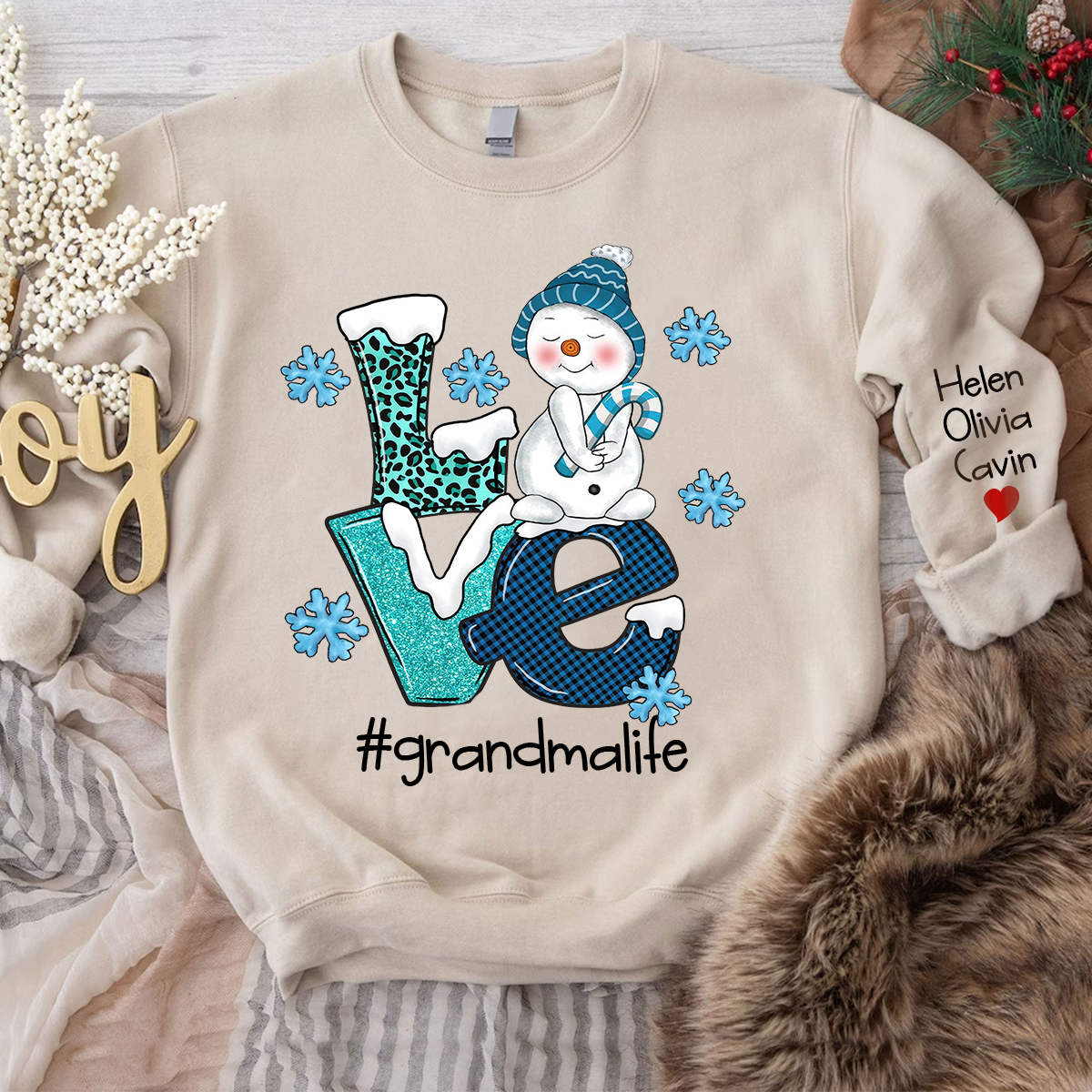 Love Grandma Life Snowman Cute Sweatshirt