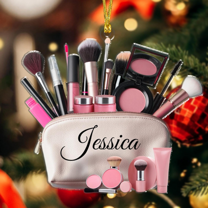 Personalized Makeup Christmas Ornaments, Make Up Ornament for Girls, Cosmetologist MUA Christmas Ornaments, Artist Ornaments