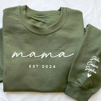 Personalized Puff Grandma Sweatshirt Est Year with Grandkids Names on Sleeve, Mothers Day Gift, Birthday Gift for Grandma