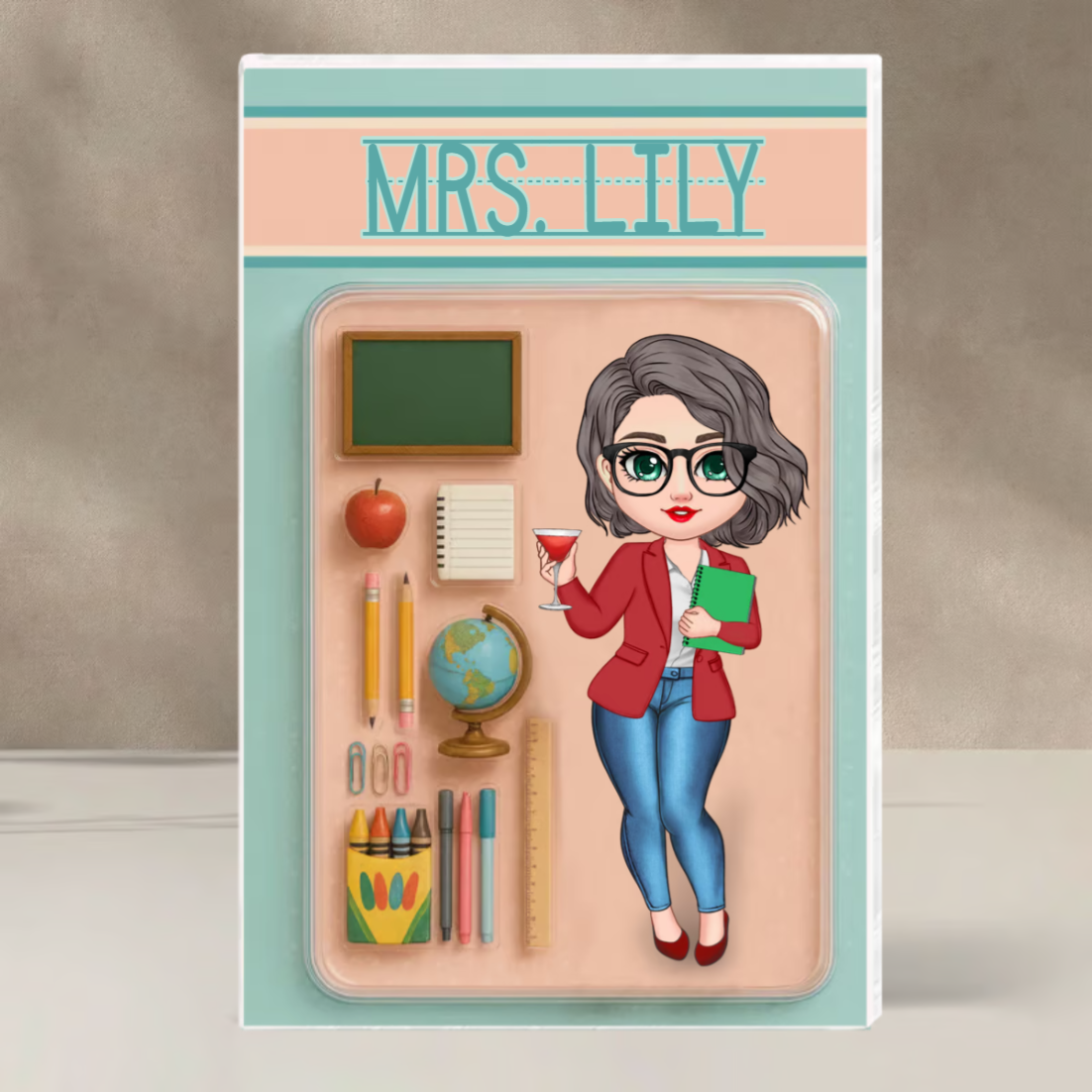 Effect Teacher Action Figure Pack Packaging Personalized Flat Rectangle Acrylic Block