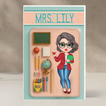Effect Teacher Action Figure Pack Packaging Personalized Flat Rectangle Acrylic Block