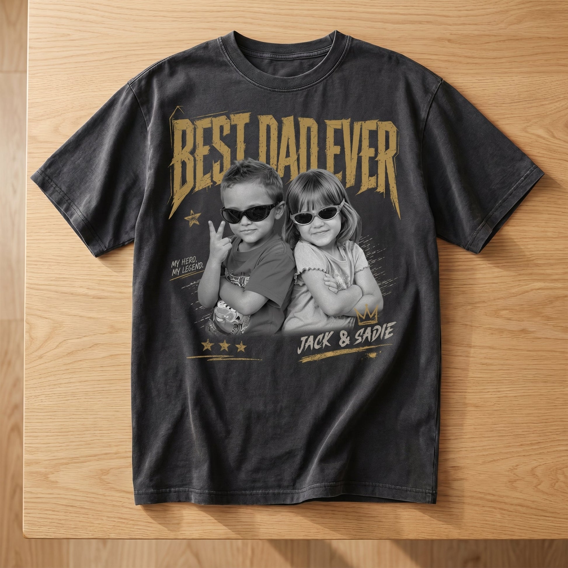 Personalized Photo Dad Shirt, Custom Kids Picture With Names, Best Dad Ever Family Apparel, Gift For Father's Day Birthday