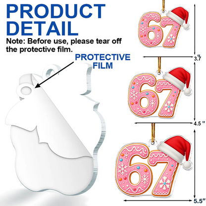 Personalized Six Seven Gingerbread Cookie Ornament 2025, Custom Acrylic Decoration, Funny Gen Z Gen Alpha Slang Christmas Gift For Kids And Teens Copy Ornament