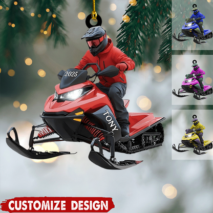 Personalized Snowmobile Rider Ornament 2025, Custom Acrylic Decoration, Unique Christmas Gift For Riders And Winter Sports Lovers Ornament
