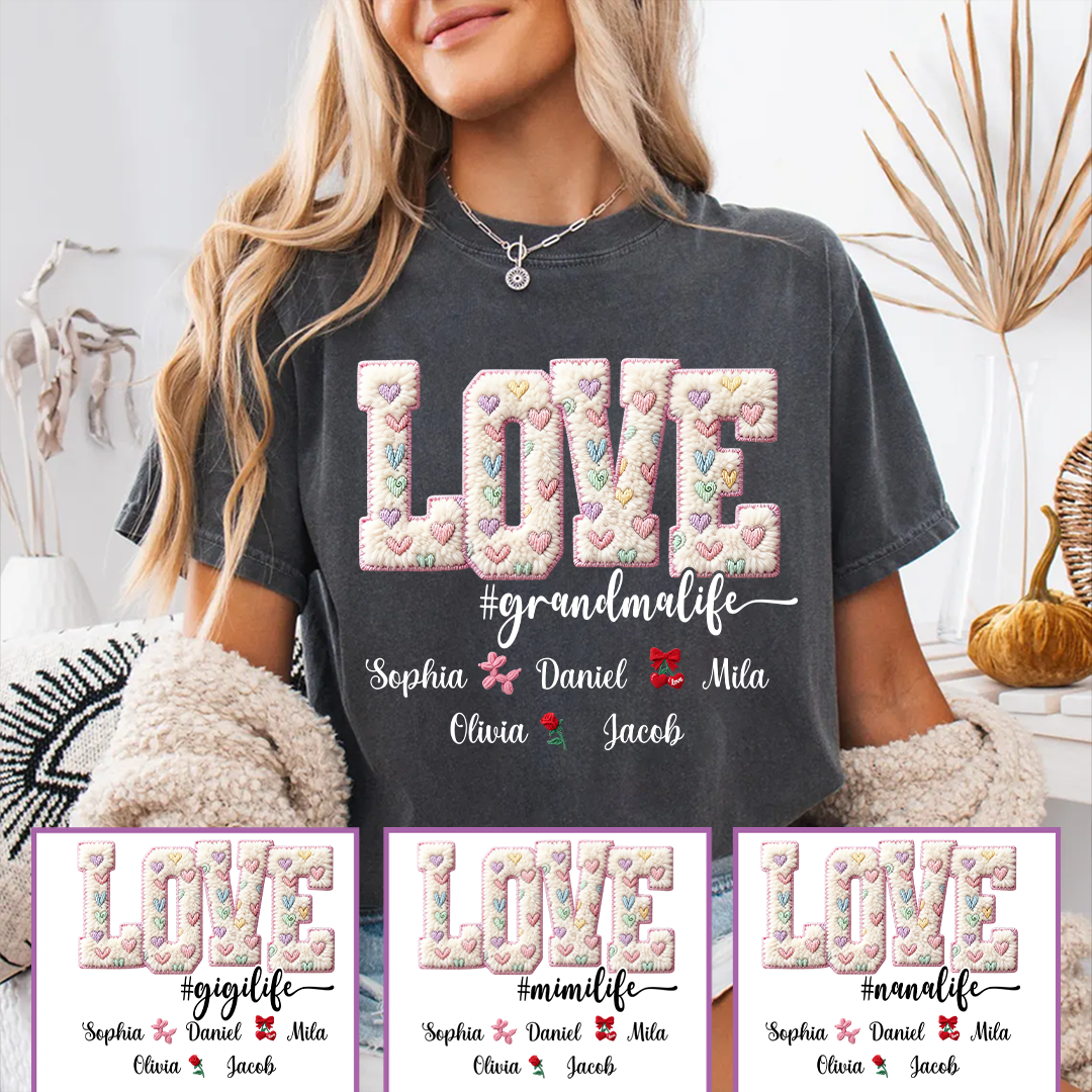 Valentine Faux Yarn Love Grandma Life and Grandkids