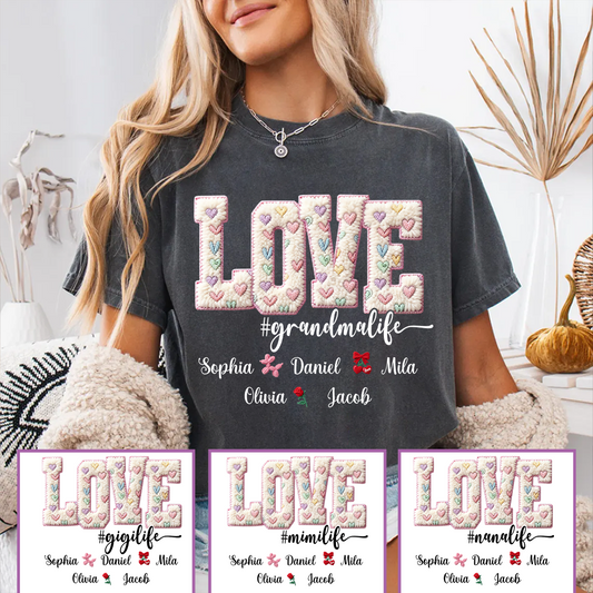 Valentine Faux Yarn Love Grandma Life and Grandkids