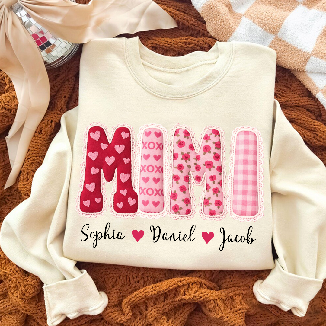 Valentine Patchwork Holiday Letters Gigi Mimi Grandma And Grandkids Personalized