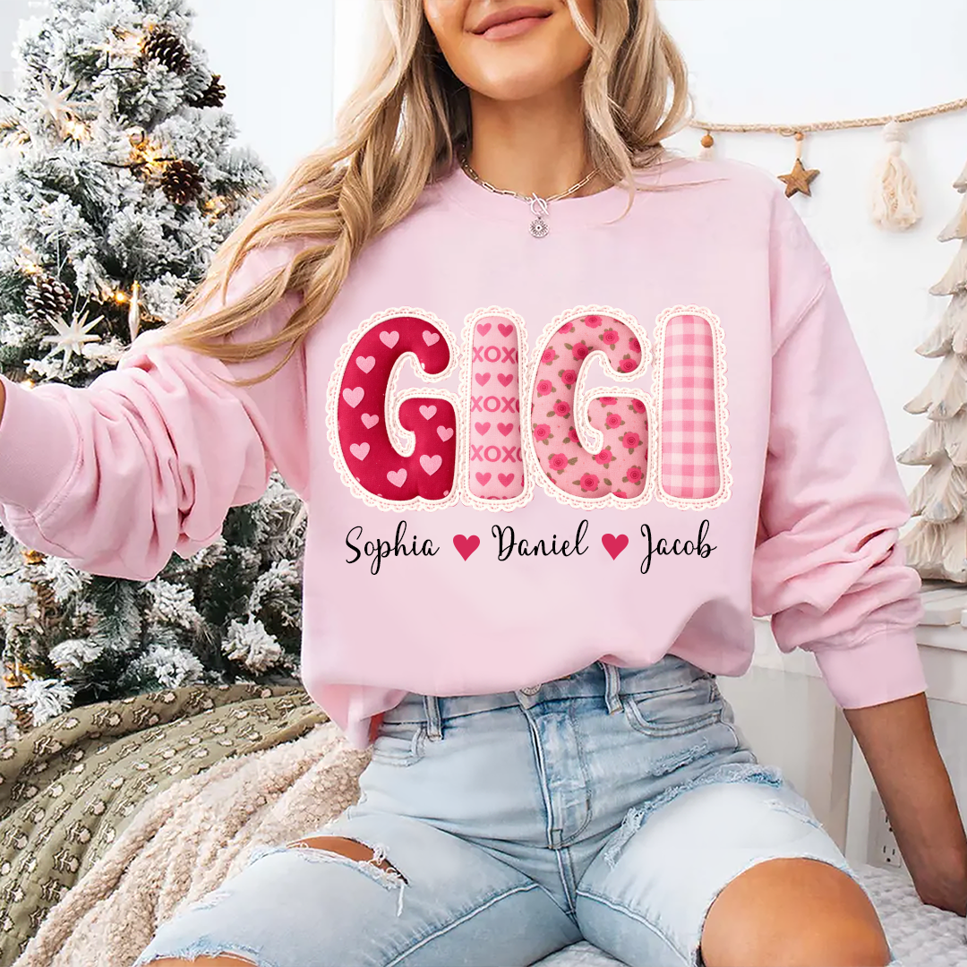 Valentine Patchwork Holiday Letters Gigi Mimi Grandma And Grandkids Personalized