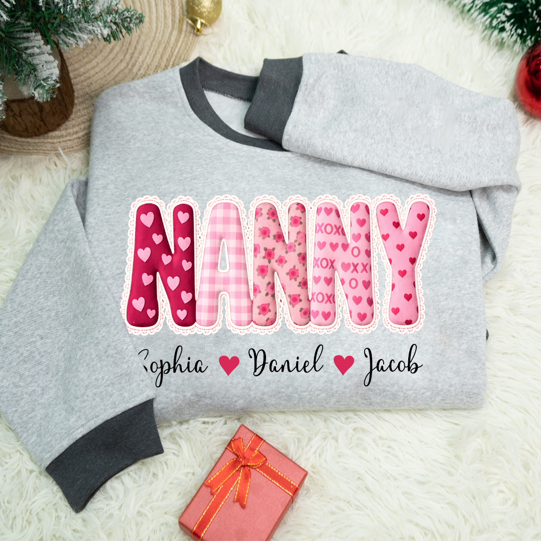 Valentine Patchwork Holiday Letters Gigi Mimi Grandma And Grandkids Personalized