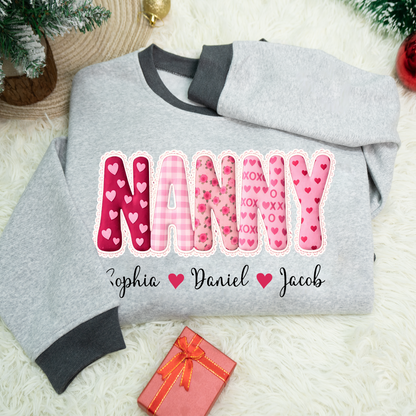 Valentine Patchwork Holiday Letters Gigi Mimi Grandma And Grandkids Personalized