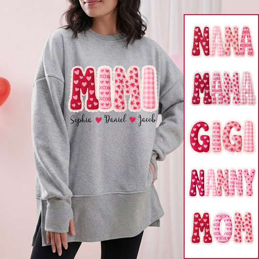 Valentine Patchwork Holiday Letters Gigi Mimi Grandma And Grandkids Personalized