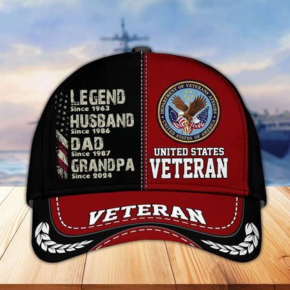 Legend Husband Dad Grandpa Since Veteran Classic Cap