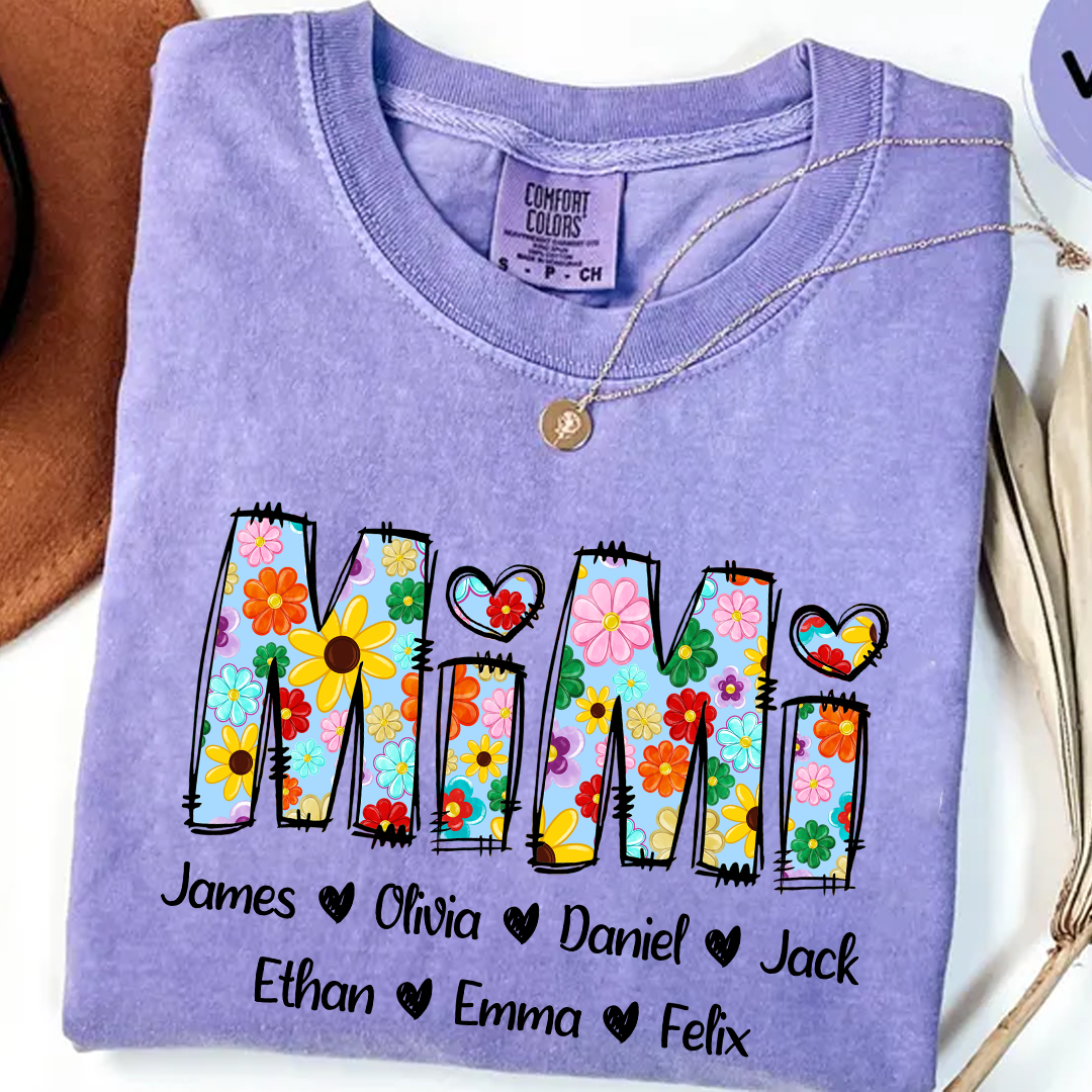 Comfort Colors® Mimi Art 2025 T-Shirt, Custom Grandma With Grandkids Shirt
