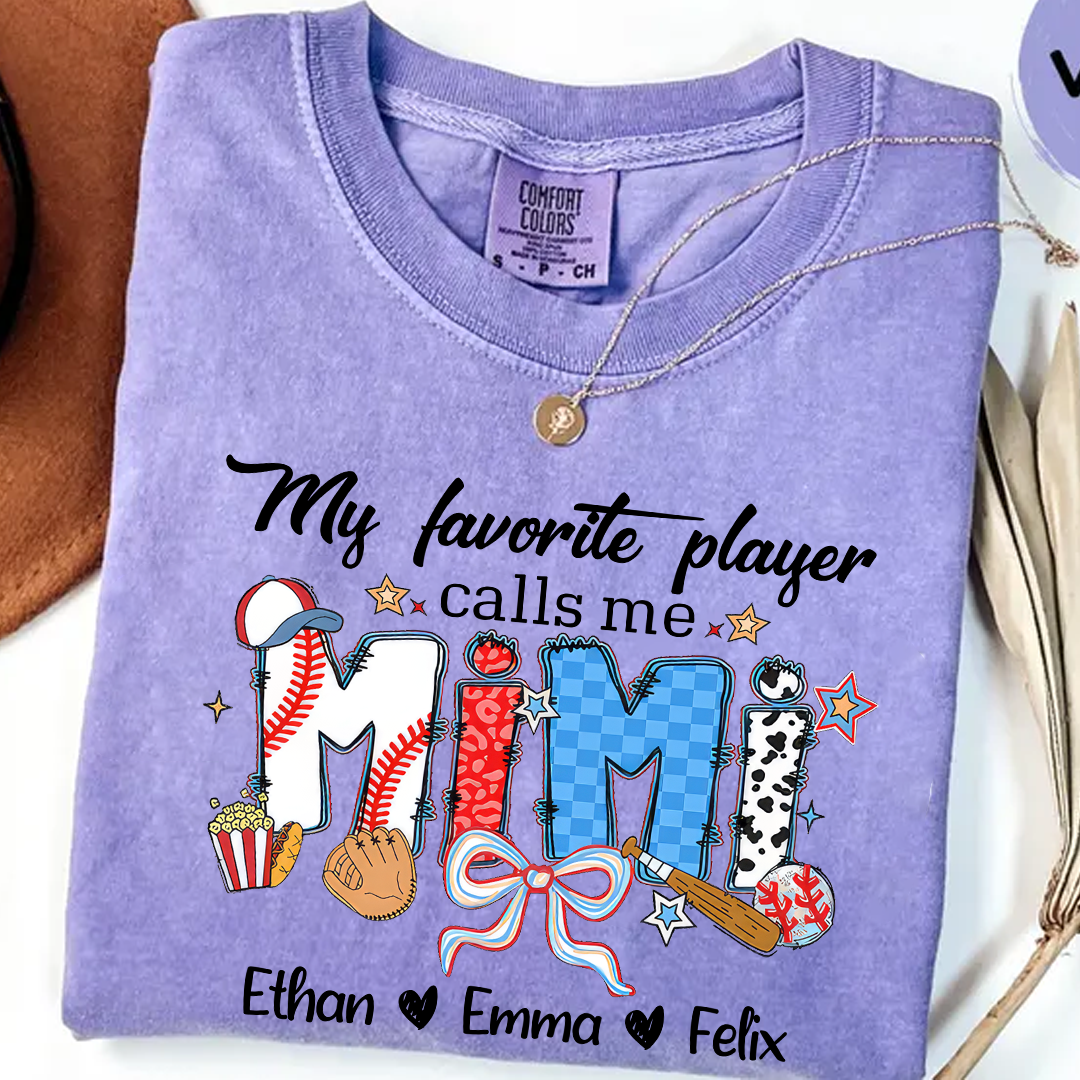 Comfort Colors® My favorite Player Calls Me Grandma Baseball Shirt, Gift For Grandma T-Shirt