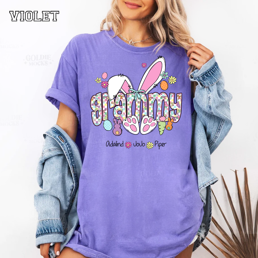 Mimi Bunny Easter Day Custom Mimi And Grankids Name T-Shirt