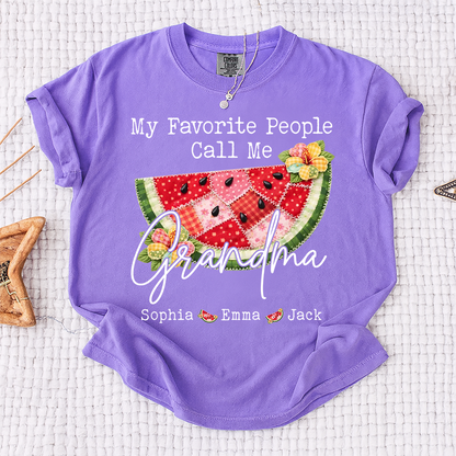 Comfort Colors® Custom Grandma Watermelon Shirt, Personalized Grandkids Names Shirt, Cute Summer Family Gift for Grandma Nana Mimi Gigi