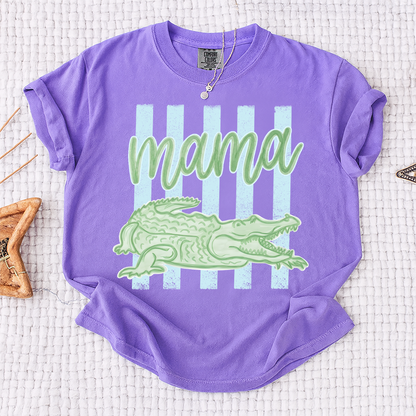 Comfort Colors® Personalized Mama Crocodile Shirt, Custom Mom Mom Life Shirt, Cute Alligator Mama Tee, Mother’s Day Birthday Gift for Mom, Family Name Shirt