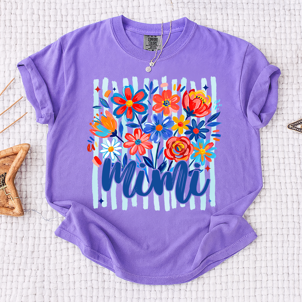 Comfort Colors® Personalized Nana American Flag T-Shirt, Custom Nana, Gigi, Mimi, Mama Design, Patriotic Family Shirt, Gifts for 4th of July, Independence Day