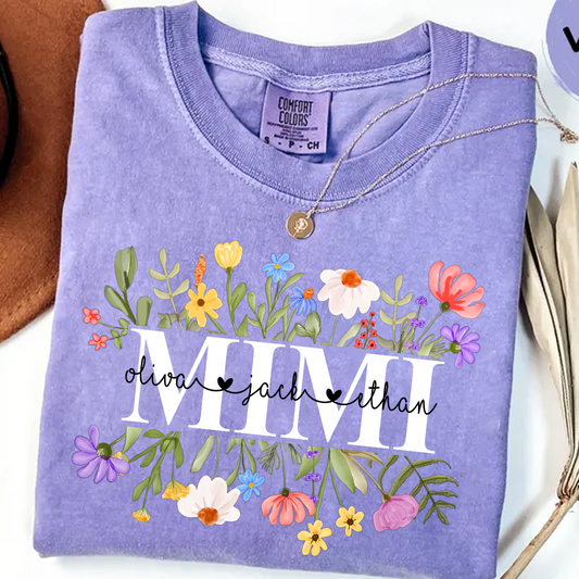 Mimi Wildflower Watercolor And Grandkids Gift For Grandma Comfort Colors® Shirt