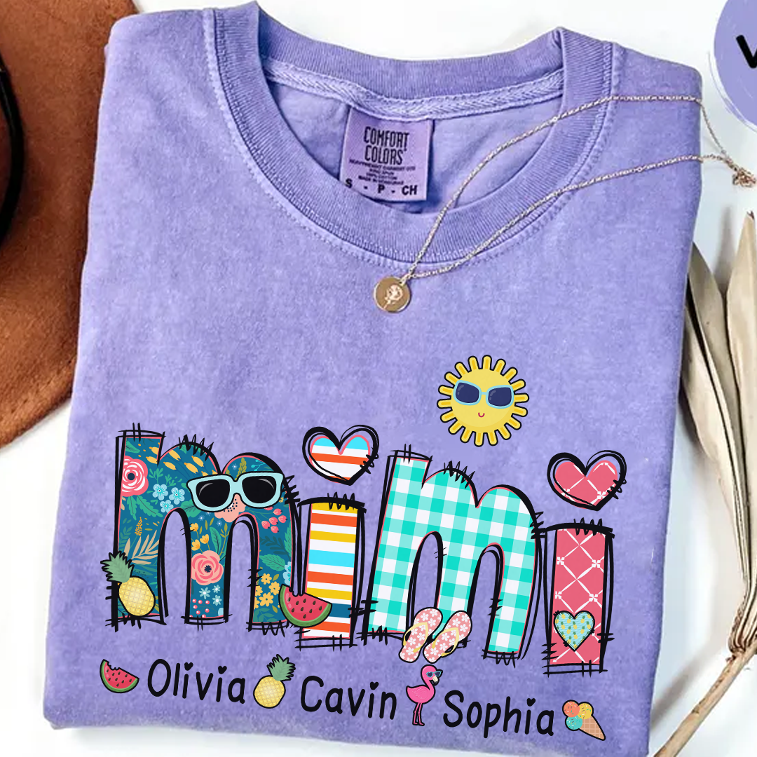 Comfort Colors® Personalize Mimi Summer 2026 Shirt, Custom Grandma And Grandkids Shirt, Gifts For Grandma Shirt