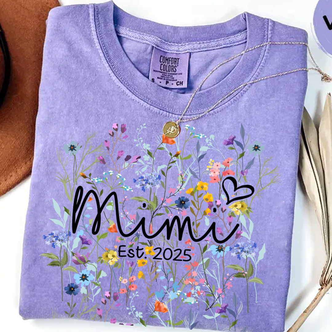Comfort Colors® Mimi Heart Wildflower And Grandkids Shirt Gift for Grandma, Mother's Day, Birthday