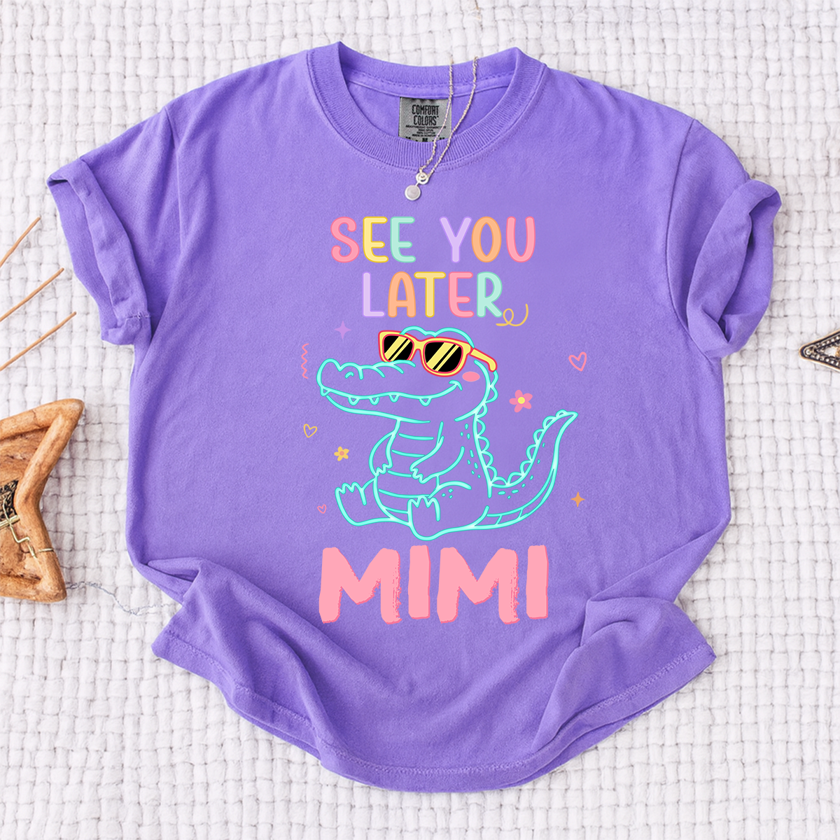 Comfort Colors® Personalized See You Later Mimi Cute Alligator Grandma Shirt, Custom Grandma Beach Shirt, Ocean Vacation Gift for Mimi Nana Gigi, Birthday Mothers Day Shirt