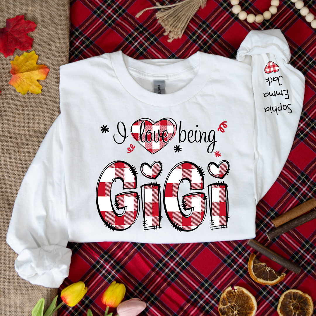 I love being Grandma Buffalo Plaid And Grandkids 2024 Longsleeve