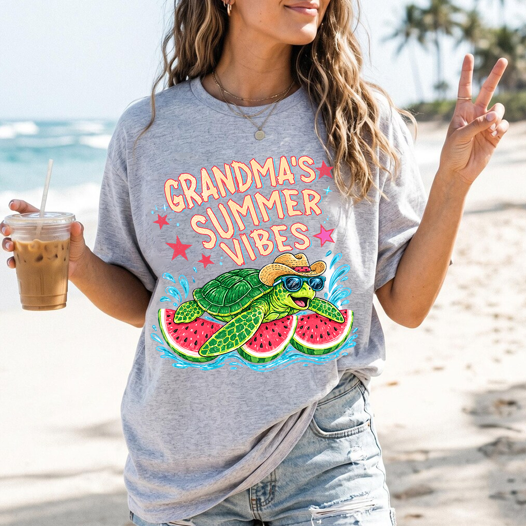 Watermelon Turtle Trending Grandma Gigi Nana Mimi Summer Vibes T-Shirt