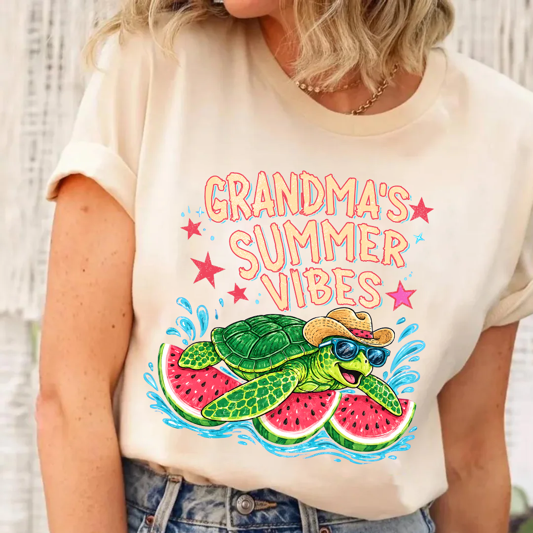 Watermelon Turtle Trending Grandma Gigi Nana Mimi Summer Vibes T-Shirt