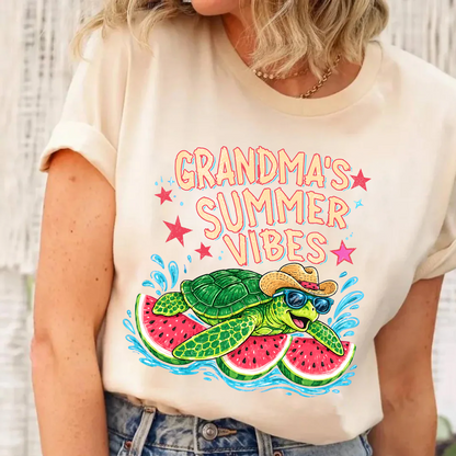 Watermelon Turtle Trending Grandma Gigi Nana Mimi Summer Vibes T-Shirt