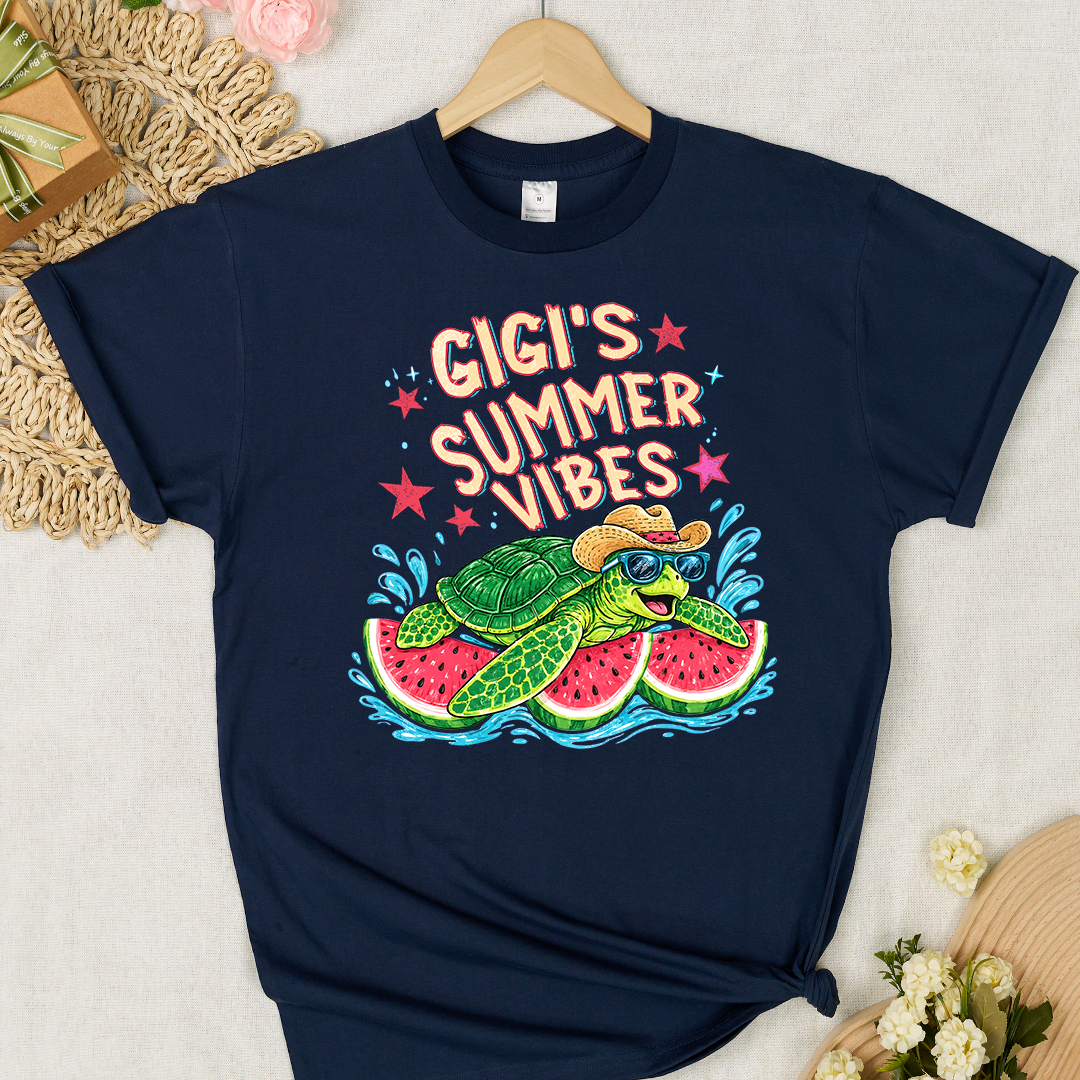 Watermelon Turtle Trending Grandma Gigi Nana Mimi Summer Vibes T-Shirt