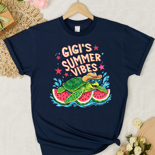 Watermelon Turtle Trending Grandma Gigi Nana Mimi Summer Vibes T-Shirt