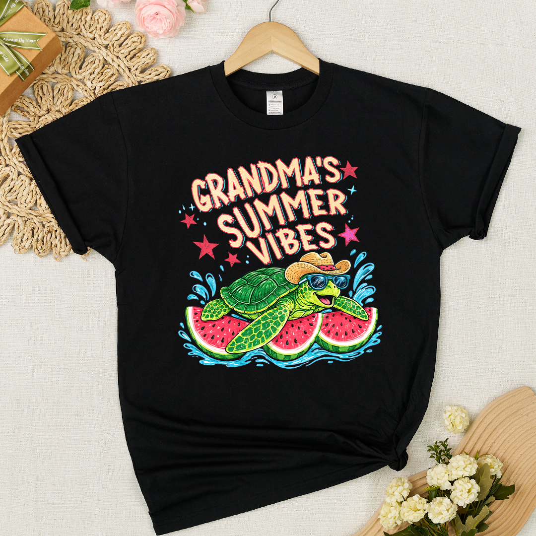 Watermelon Turtle Trending Grandma Gigi Nana Mimi Summer Vibes T-Shirt