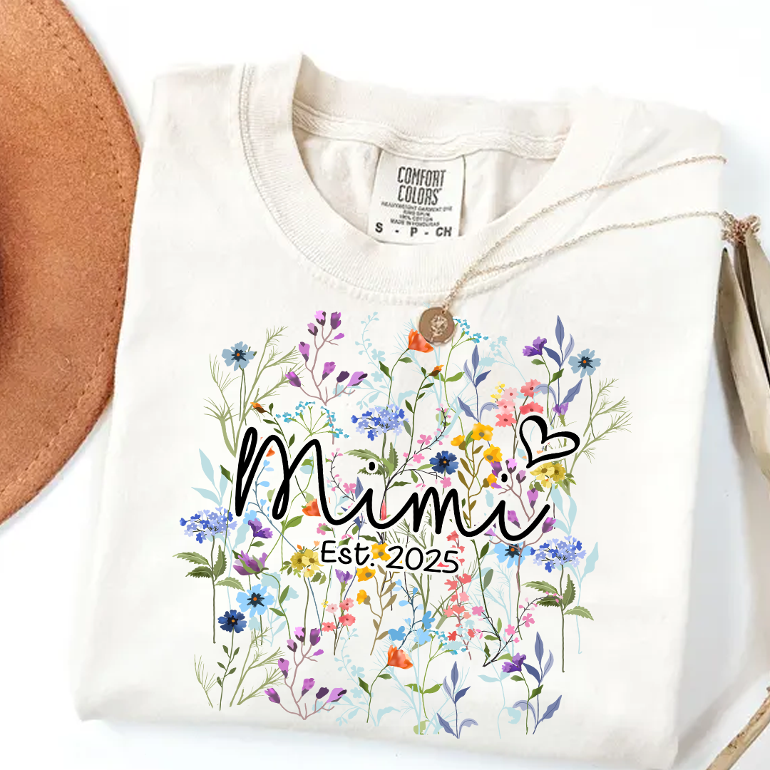 Comfort Colors® Mimi Heart Wildflower And Grandkids Shirt Gift for Grandma, Mother's Day, Birthday